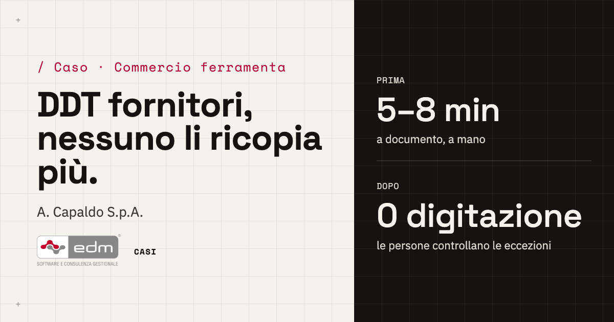 DDT fornitori, nessuno li ricopia più. Come A. Capaldo ha tolto il data entry dall'entrata merci